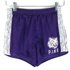 PINK Victoria's Secret Shorts - PINK LSU Tigers Purple Shorts White Lace XS PINK Victoria's Secret Shorts - PINK LSU Tigers Purple Shorts White Lace XS